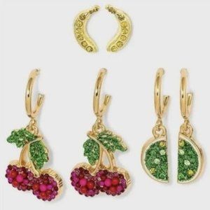 BaubleBar Cherry and Lime Earrings Set. NWT